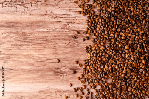 coffee beans on wood texture
