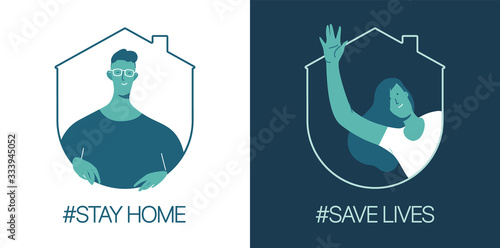 Stay at home, save lives. Social Media campaign aimed at preventing the spread of the COVID-19 coronavirus epidemic.