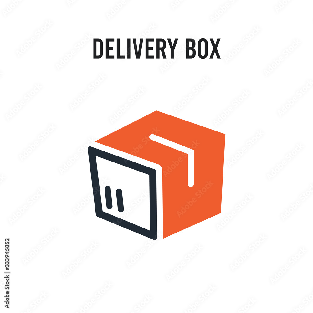 Delivery box vector icon on white background. Red and black colored Delivery box icon. Simple element illustration sign symbol EPS Delivery box vector icon on white background. Red and black colored Delivery box icon. Simple element illustration sign symbol EPS