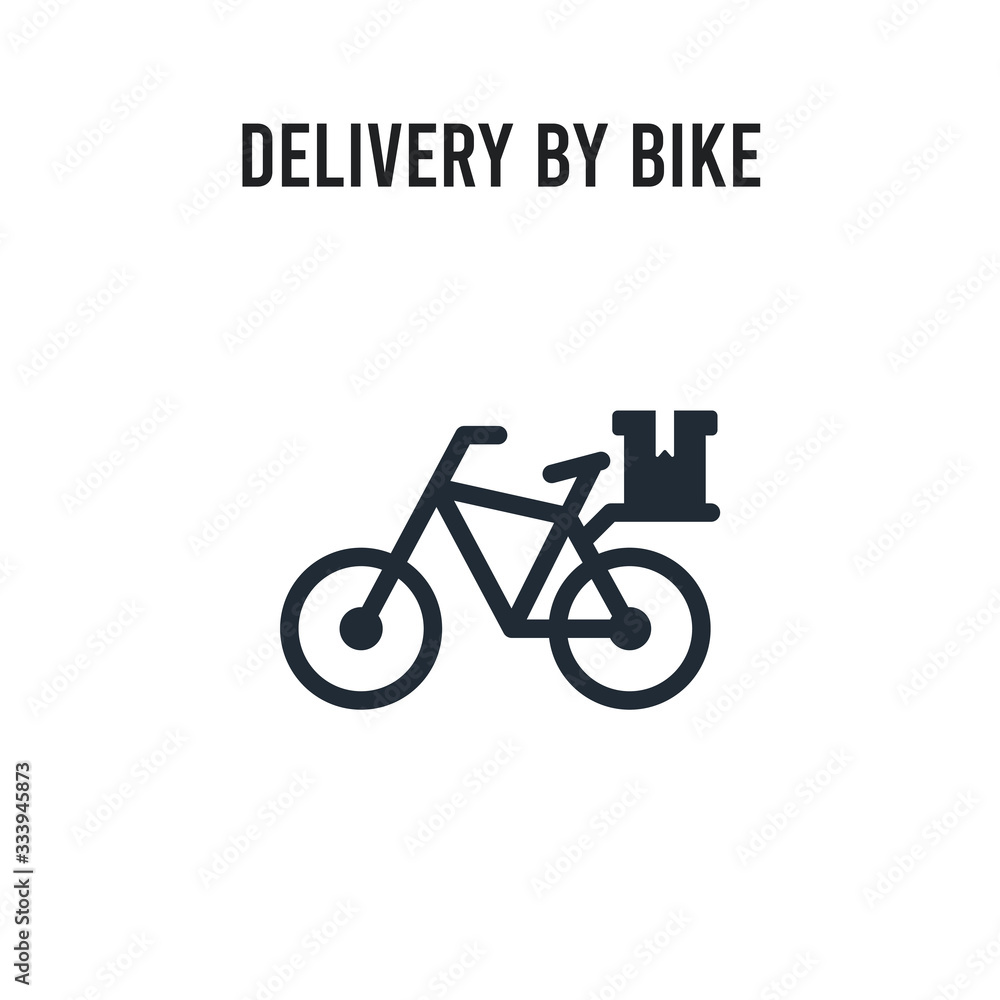 delivery by bike vector icon on white background. Red and black colored delivery by bike icon. Simple element illustration sign symbol EPS delivery by bike vector icon on white background. Red and black colored delivery by bike icon. Simple element illustration sign symbol EPS