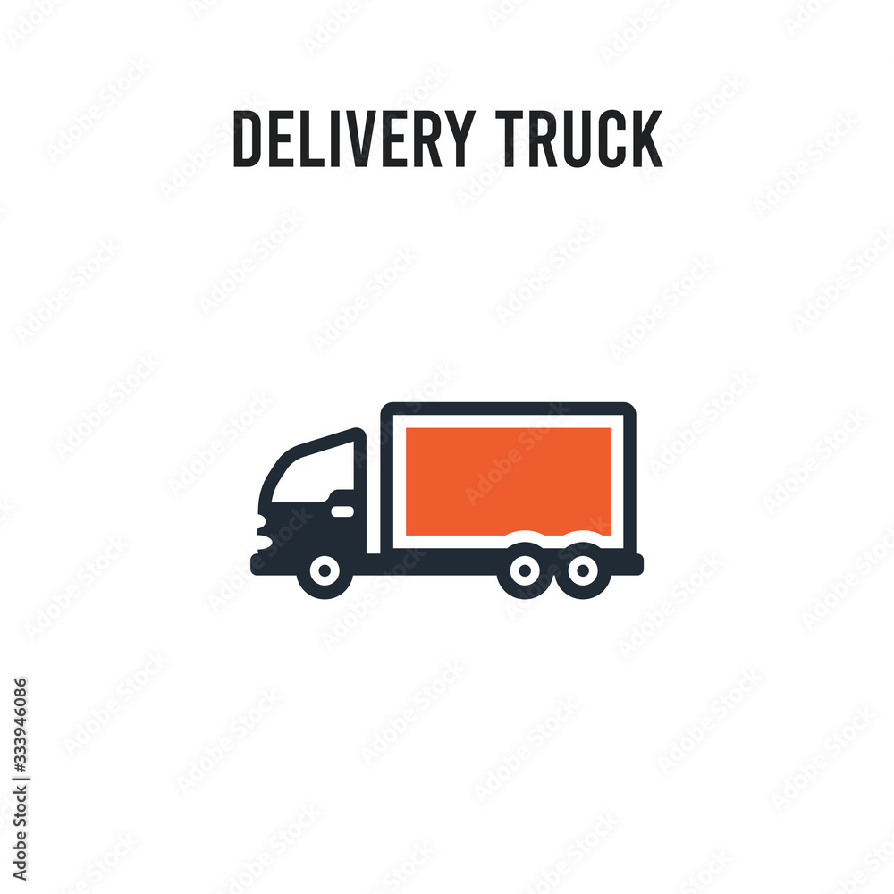 Delivery truck vector icon on white background. Red and black colored Delivery truck icon. Simple element illustration sign symbol EPS Delivery truck vector icon on white background. Red and black colored Delivery truck icon. Simple element illustration sign symbol EPS