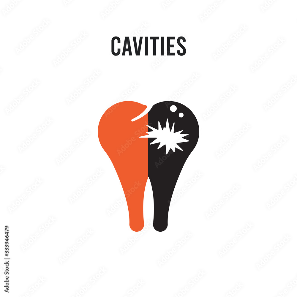 Cavities vector icon on white background. Red and black colored Cavities icon. Simple element illustration sign symbol EPS Cavities vector icon on white background. Red and black colored Cavities icon. Simple element illustration sign symbol EPS