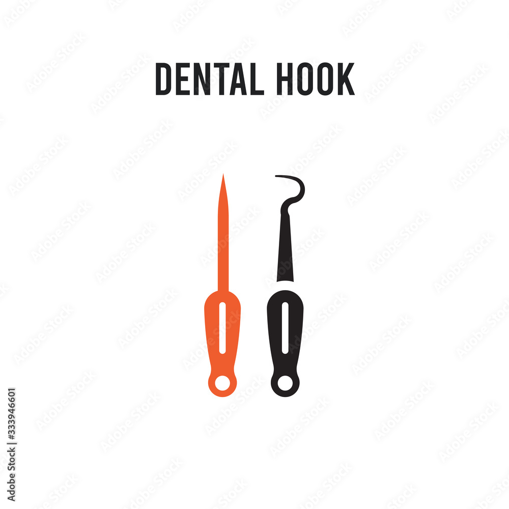 Dental Hook vector icon on white background. Red and black colored Dental Hook icon. Simple element illustration sign symbol EPS Dental Hook vector icon on white background. Red and black colored Dental Hook icon. Simple element illustration sign symbol EPS