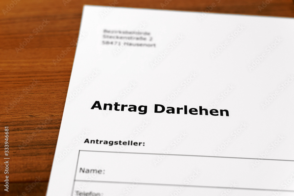 Antrag Darlehen Antrag Darlehen