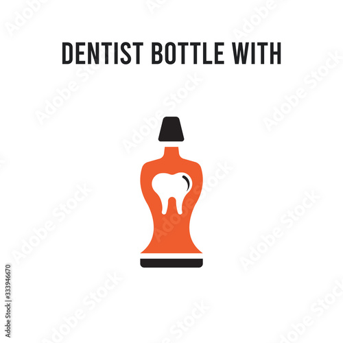 Dentist bottle with liquid vector icon on white background. Red and black colored Dentist bottle with liquid icon. Simple element illustration sign symbol EPS