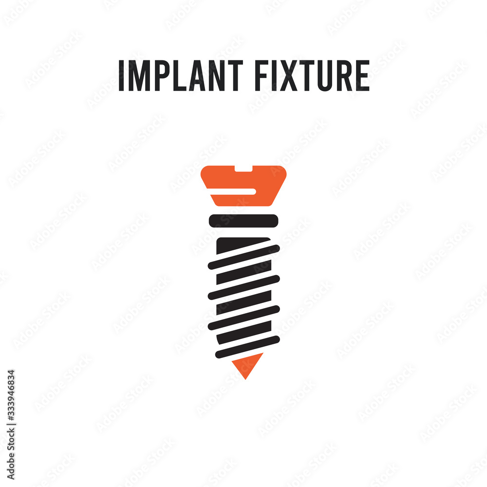 Implant Fixture vector icon on white background. Red and black colored Implant Fixture icon. Simple element illustration sign symbol EPS