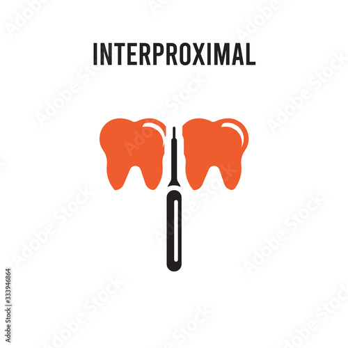 Interproximal vector icon on white background. Red and black colored Interproximal icon. Simple element illustration sign symbol EPS