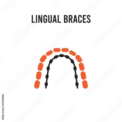 Lingual braces vector icon on white background. Red and black colored Lingual braces icon. Simple element illustration sign symbol EPS