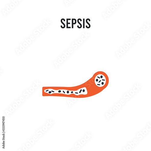 Sepsis vector icon on white background. Red and black colored Sepsis icon. Simple element illustration sign symbol EPS