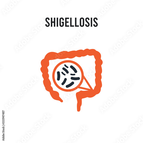 Shigellosis vector icon on white background. Red and black colored Shigellosis icon. Simple element illustration sign symbol EPS