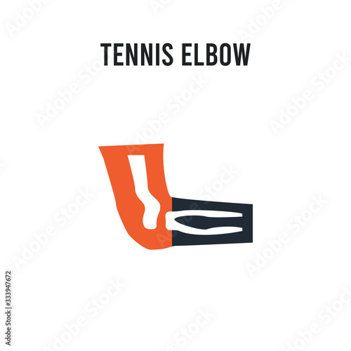 Tennis elbow vector icon on white background. Red and black colored Tennis elbow icon. Simple element illustration sign symbol EPS