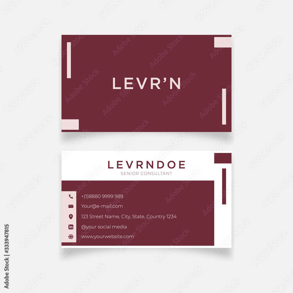 Modern geometric pink red square business card design