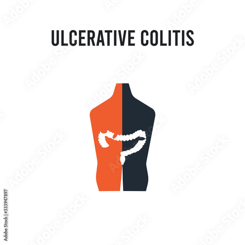 Ulcerative colitis vector icon on white background. Red and black colored Ulcerative colitis icon. Simple element illustration sign symbol EPS