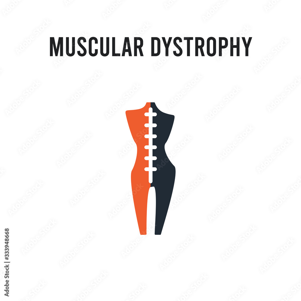 Muscular dystrophy vector icon on white background. Red and black colored Muscular dystrophy icon. Simple element illustration sign symbol EPS Muscular dystrophy vector icon on white background. Red and black colored Muscular dystrophy icon. Simple element illustration sign symbol EPS