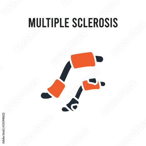 Multiple sclerosis vector icon on white background. Red and black colored Multiple sclerosis icon. Simple element illustration sign symbol EPS