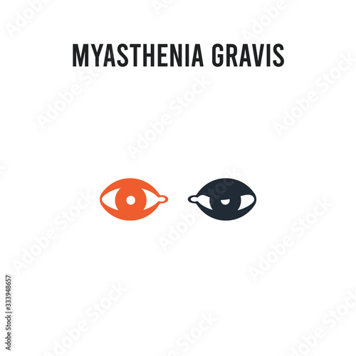 Myasthenia gravis vector icon on white background. Red and black colored Myasthenia gravis icon. Simple element illustration sign symbol EPS