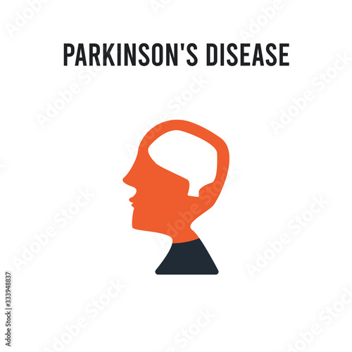 Parkinson's disease vector icon on white background. Red and black colored Parkinson's disease icon. Simple element illustration sign symbol EPS