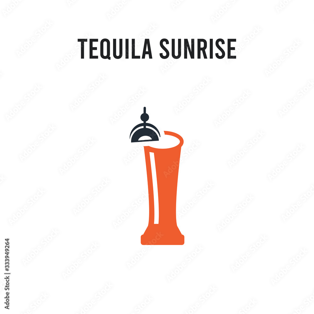 Obraz premium Tequila sunrise vector icon on white background. Red and black colored Tequila sunrise icon. Simple element illustration sign symbol EPS