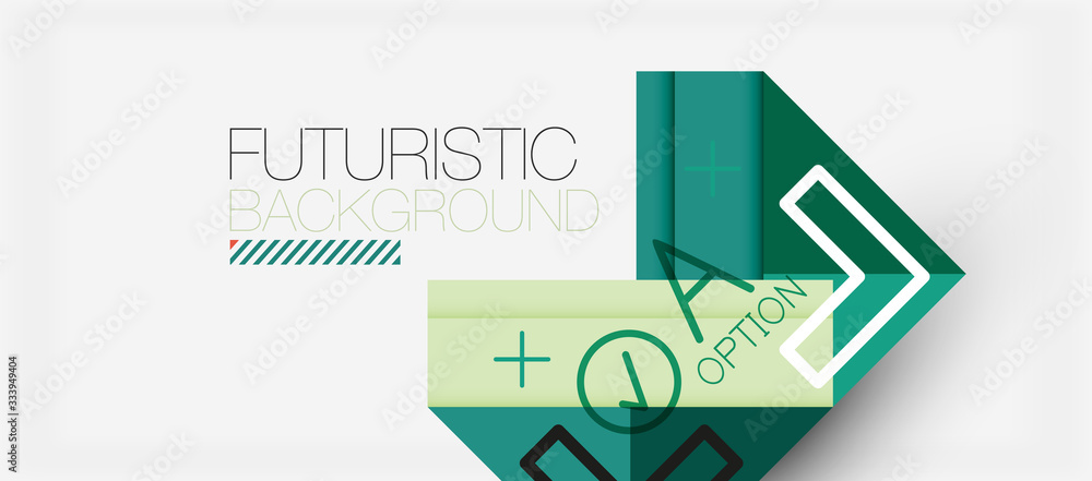 Fototapeta Abstract background, geometric business multicolored paper infographic - triangle frames for text, icons or graphics on light background with copyspace. Vector Illustration For Wallpaper, Banner