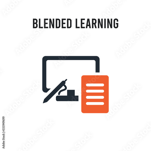 blended learning vector icon on white background. Red and black colored blended learning icon. Simple element illustration sign symbol EPS