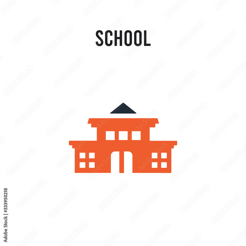 School vector icon on white background. Red and black colored School icon. Simple element illustration sign symbol EPS