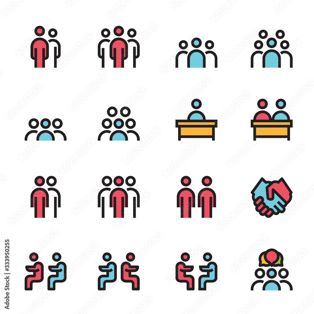 meeting icon line color vector illustration