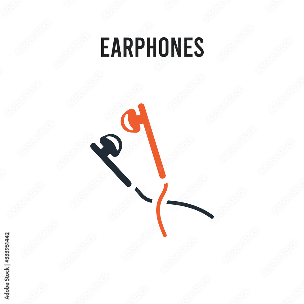 Earphones vector icon on white background. Red and black colored Earphones icon. Simple element illustration sign symbol EPS Earphones vector icon on white background. Red and black colored Earphones icon. Simple element illustration sign symbol EPS