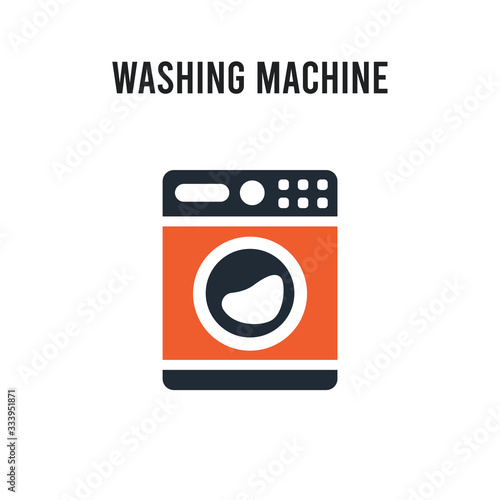 Washing machine vector icon on white background. Red and black colored Washing machine icon. Simple element illustration sign symbol EPS