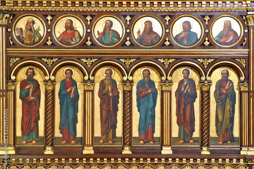 Fototapeta premium Prophets and Apostles, detail of Iconostasis in Greek Catholic Co-cathedral of Saints Cyril and Methodius in Zagreb, Croatia