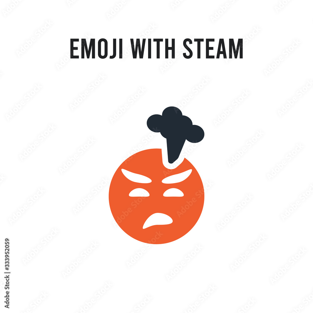 Emoji With Steam From Nose vector icon on white background. Red and ...