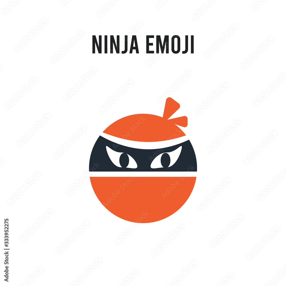 Ninja emoji vector icon on white background. Red and black colored