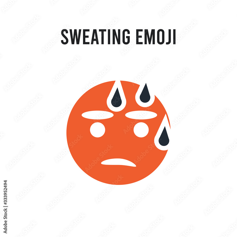 Sweating emoji vector icon on white background. Red and black colored ...