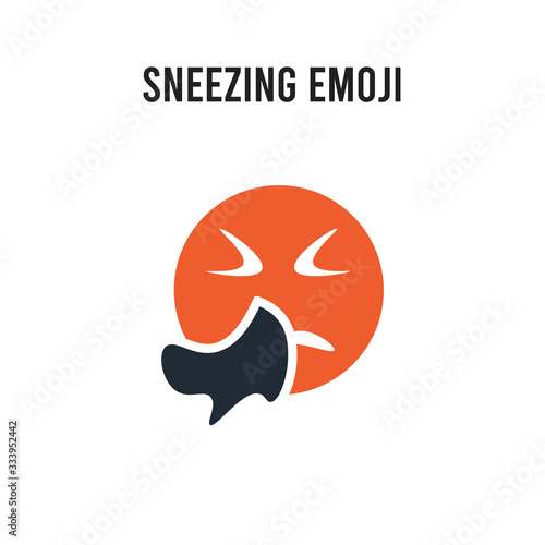 Sneezing emoji vector icon on white background. Red and black colored Sneezing emoji icon. Simple element illustration sign symbol EPS