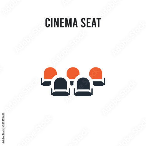 Cinema seat vector icon on white background. Red and black colored Cinema seat icon. Simple element illustration sign symbol EPS