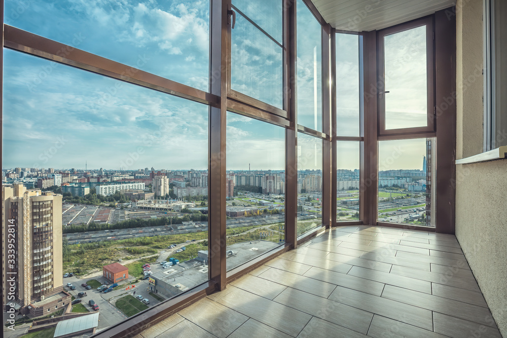Small balcony interior in modern apartment building Small balcony interior in modern apartment building