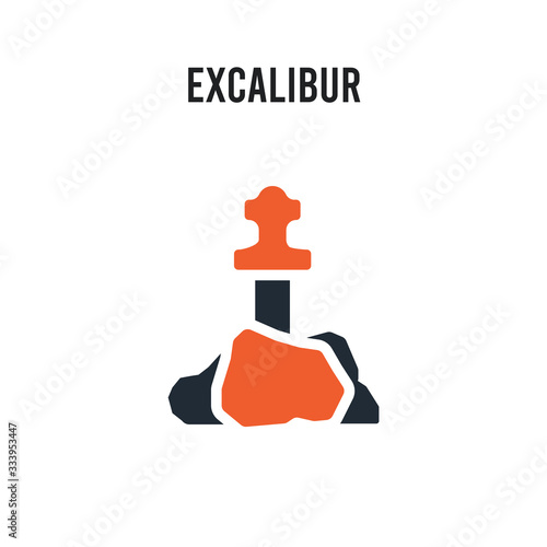 Excalibur vector icon on white background. Red and black colored Excalibur icon. Simple element illustration sign symbol EPS