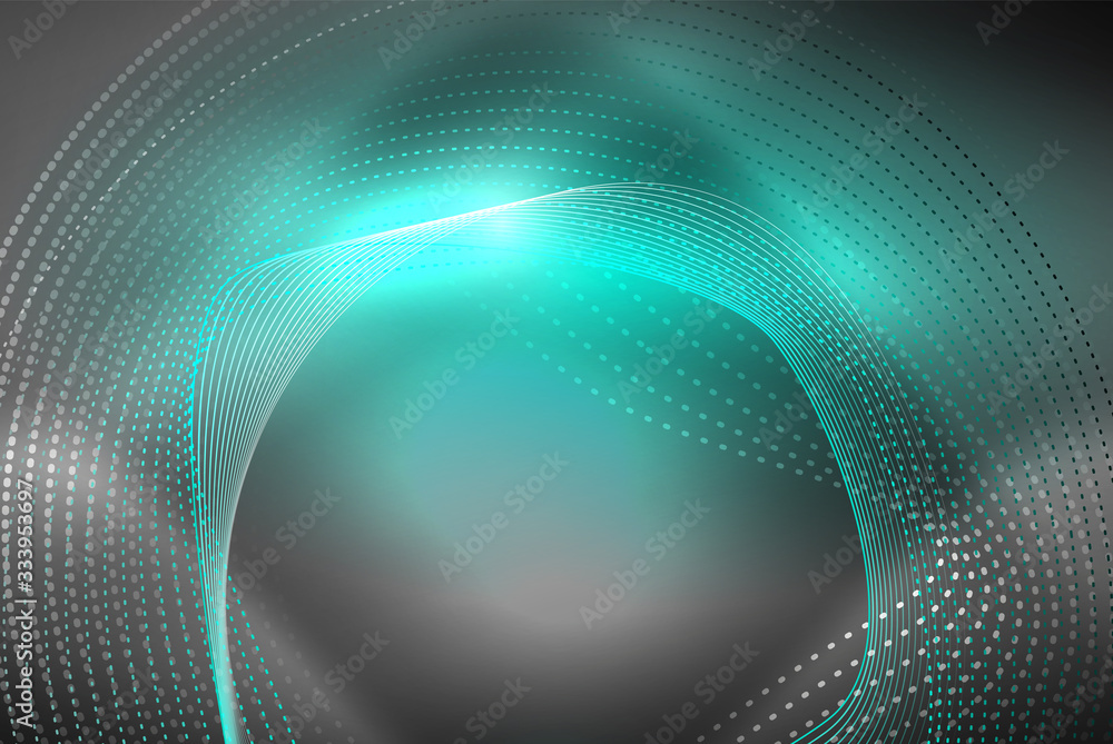 Obraz premium Abstract particles, wave background, neon motion techno design
