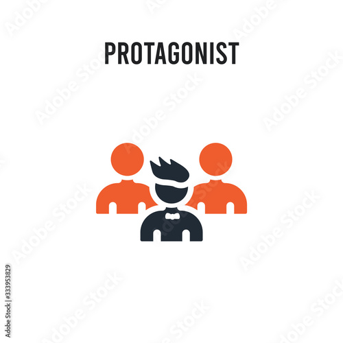 protagonist vector icon on white background. Red and black colored protagonist icon. Simple element illustration sign symbol EPS