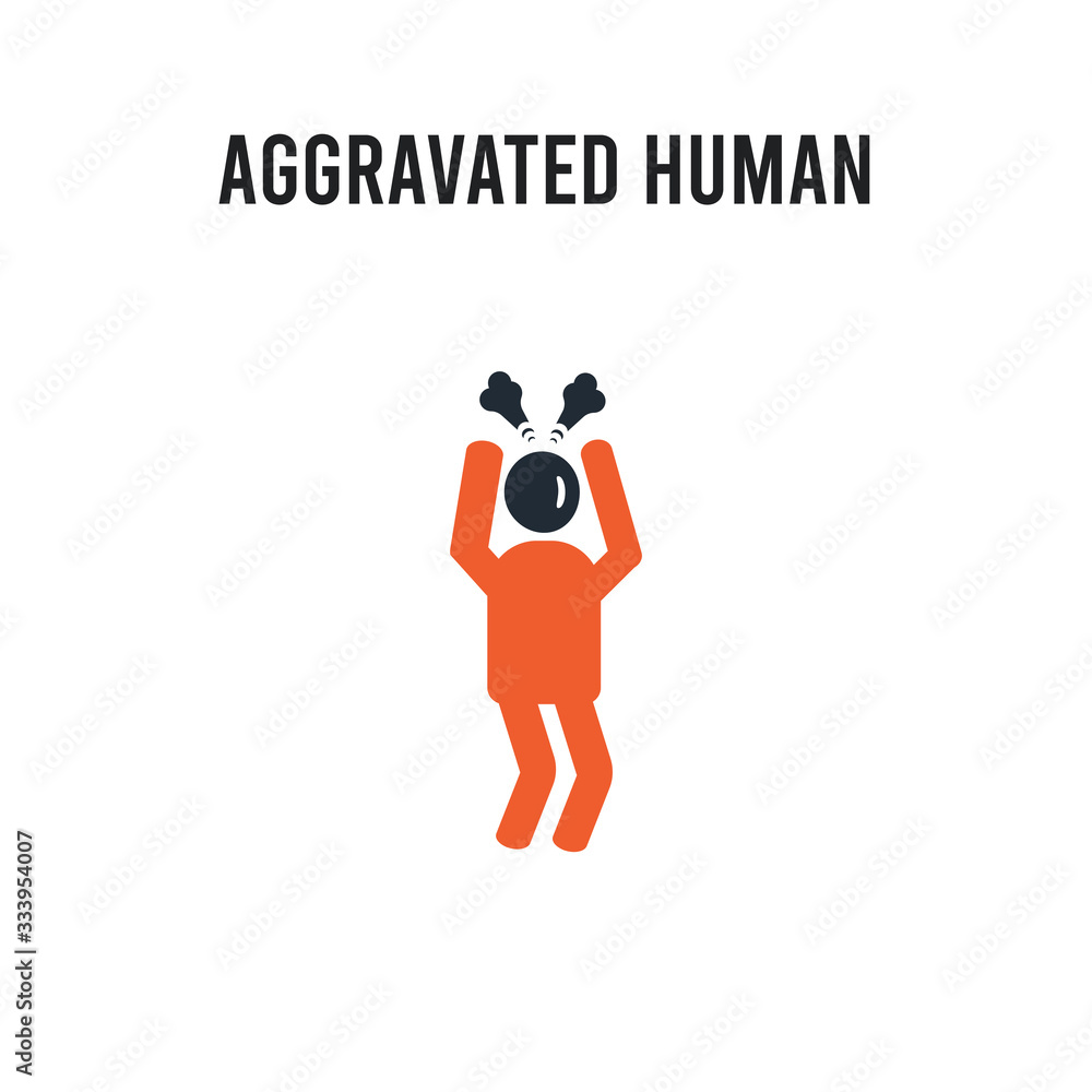 aggravated human vector icon on white background. Red and black colored aggravated human icon. Simple element illustration sign symbol EPS