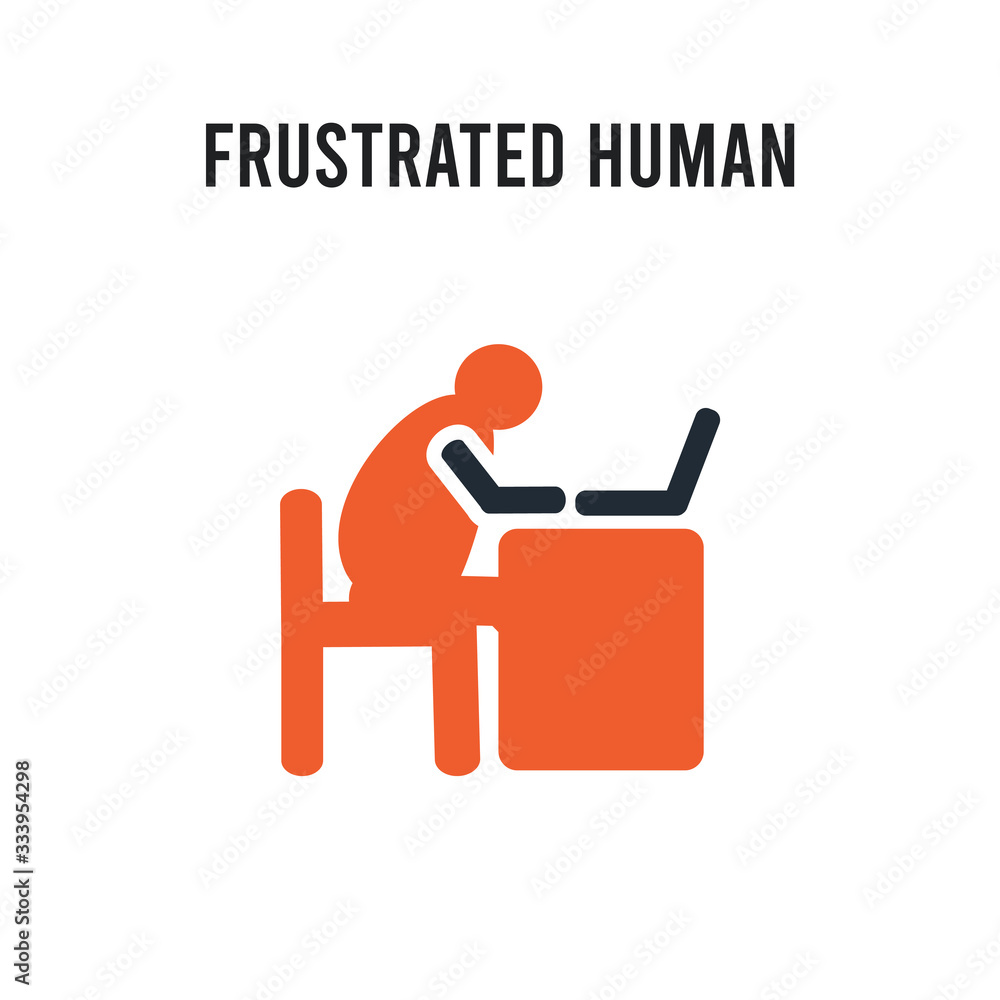 frustrated human vector icon on white background. Red and black colored frustrated human icon. Simple element illustration sign symbol EPS