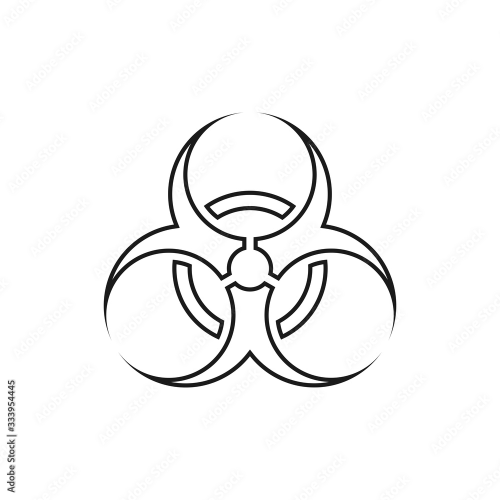 Biohazard warning sign in outline. The risk zone of a viral disease ...