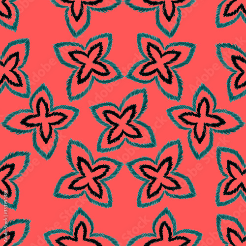 Creative seamless pattern with hand drawn ikat stars. Ethnic boho seamless pa...