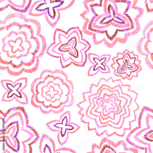 Creative seamless pattern with hand drawn ikat stars. Ethnic boho seamless pa...