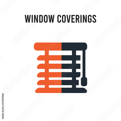 Window coverings vector icon on white background. Red and black colored Window coverings icon. Simple element illustration sign symbol EPS