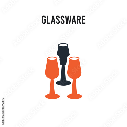 Glassware vector icon on white background. Red and black colored Glassware icon. Simple element illustration sign symbol EPS