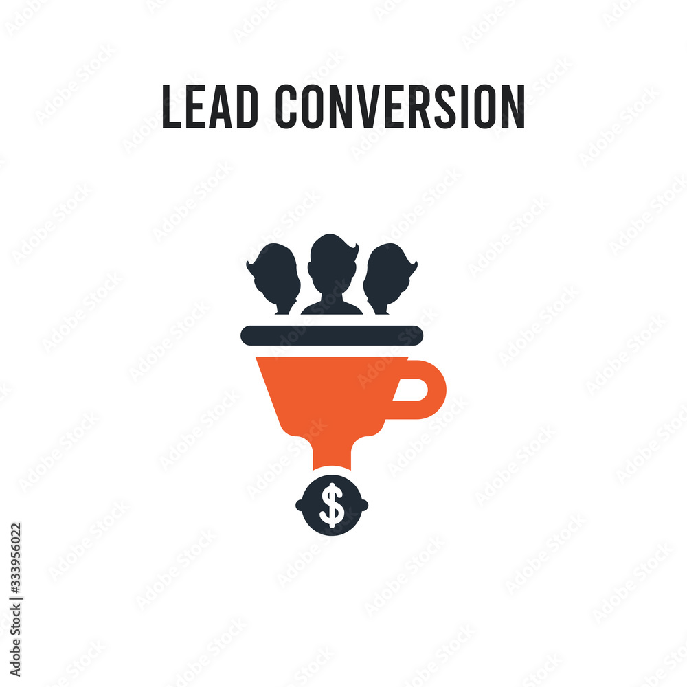 lead conversion vector icon on white background. Red and black colored lead conversion icon. Simple element illustration sign symbol EPS lead conversion vector icon on white background. Red and black colored lead conversion icon. Simple element illustration sign symbol EPS