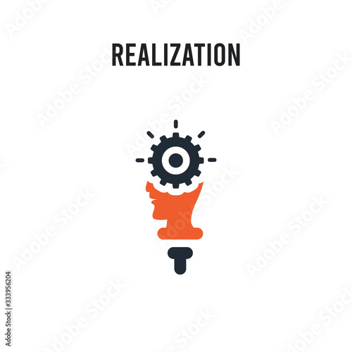 realization vector icon on white background. Red and black colored realization icon. Simple element illustration sign symbol EPS