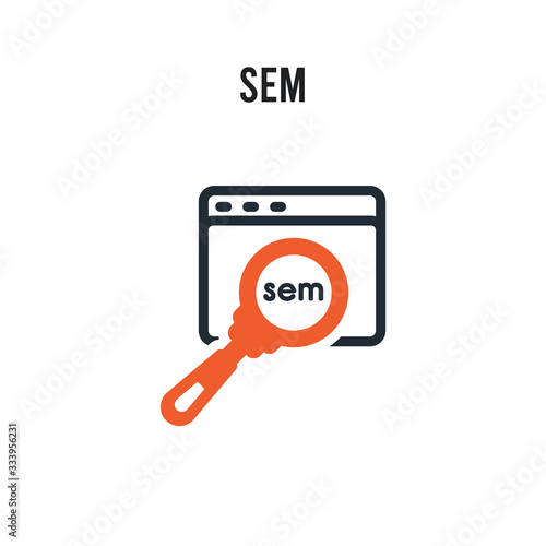 sem vector icon on white background. Red and black colored sem icon. Simple element illustration sign symbol EPS