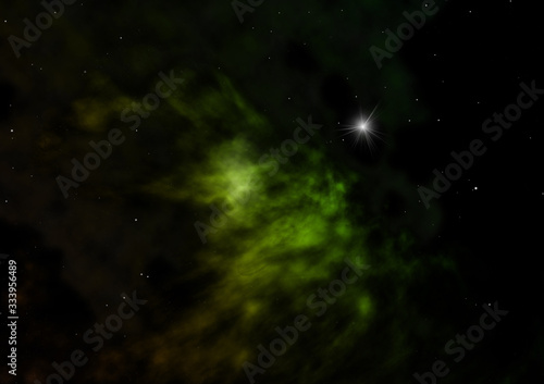 Star field in space and a nebulae. 3D rendering