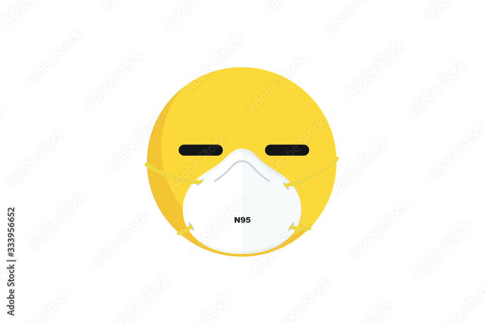 Coronavirus Covid-19 Sick Emoji Emoticon with N95 Face Mask 
